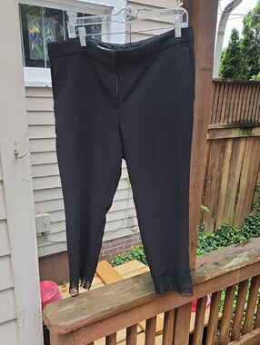 Ann Taylor Black Capri Pants with Lace Hem